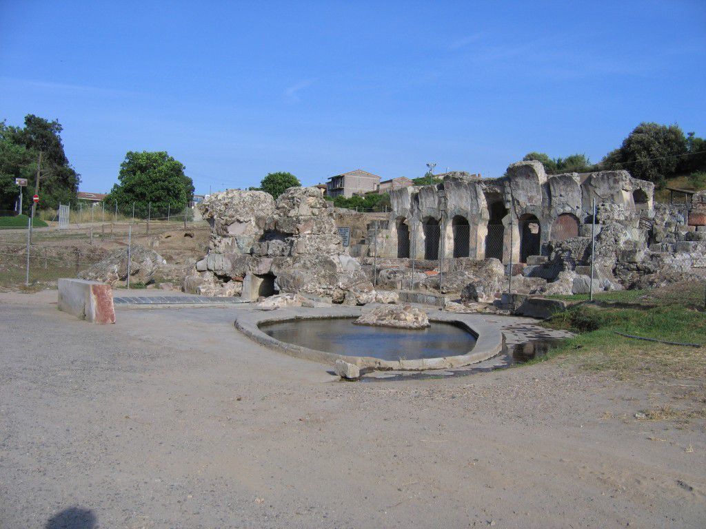 Ruins of ancient Roman baths in Sardinia