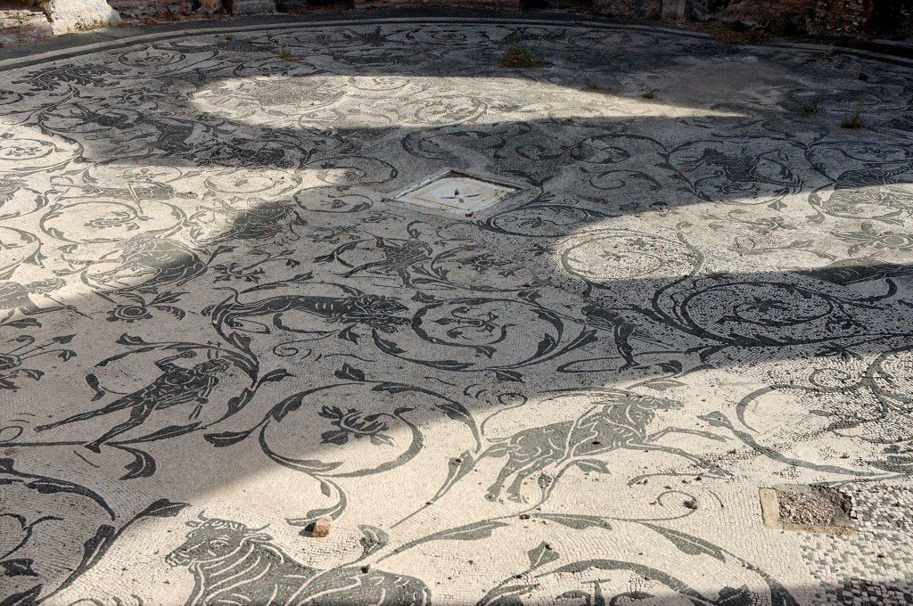 A Roman mosaic in Ostia frigidarium